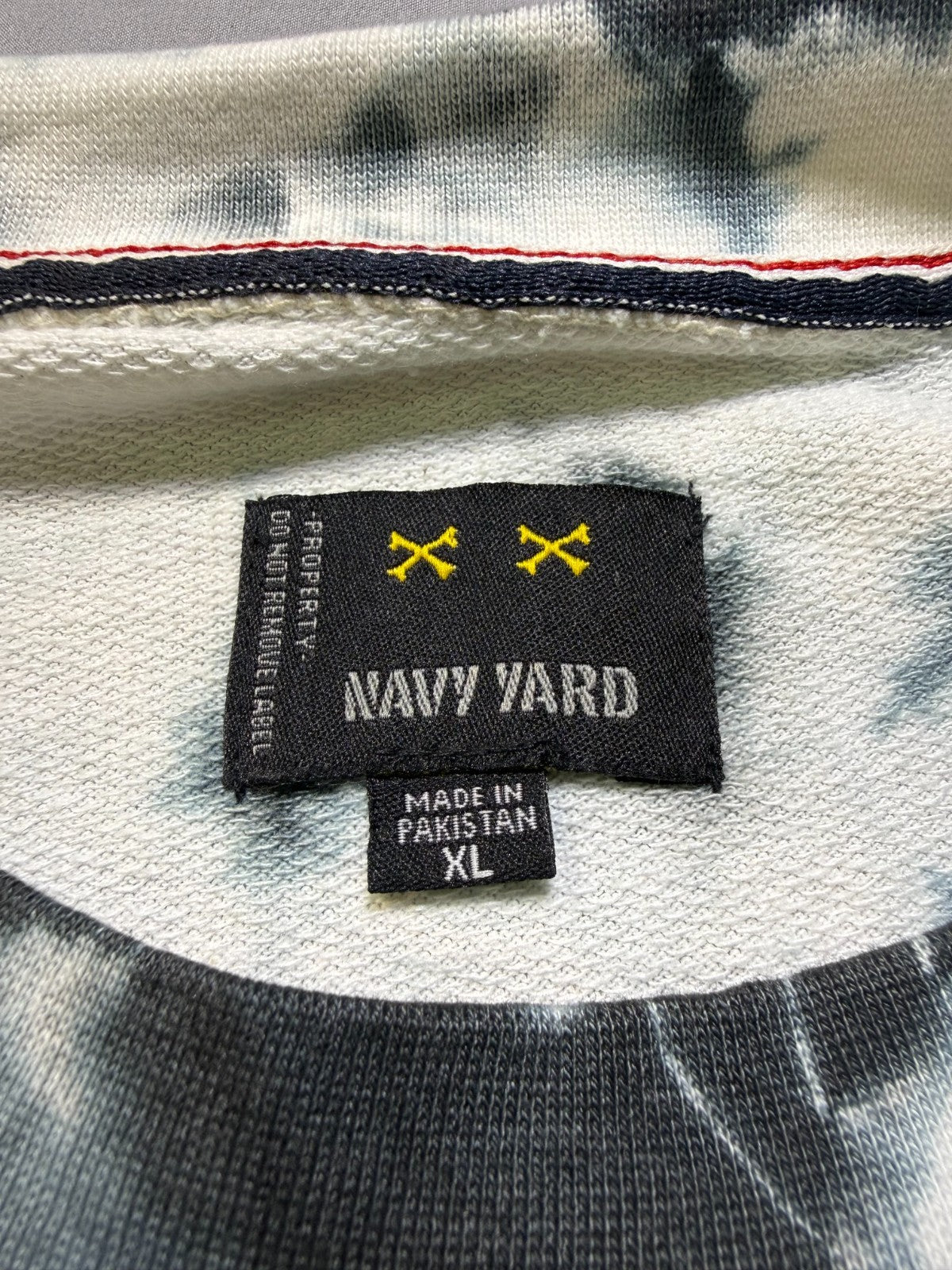 NWT Navy Yard Tie Dye Crew Neck Sweatshirt Men's X-Large Cream Black Long Sleeve