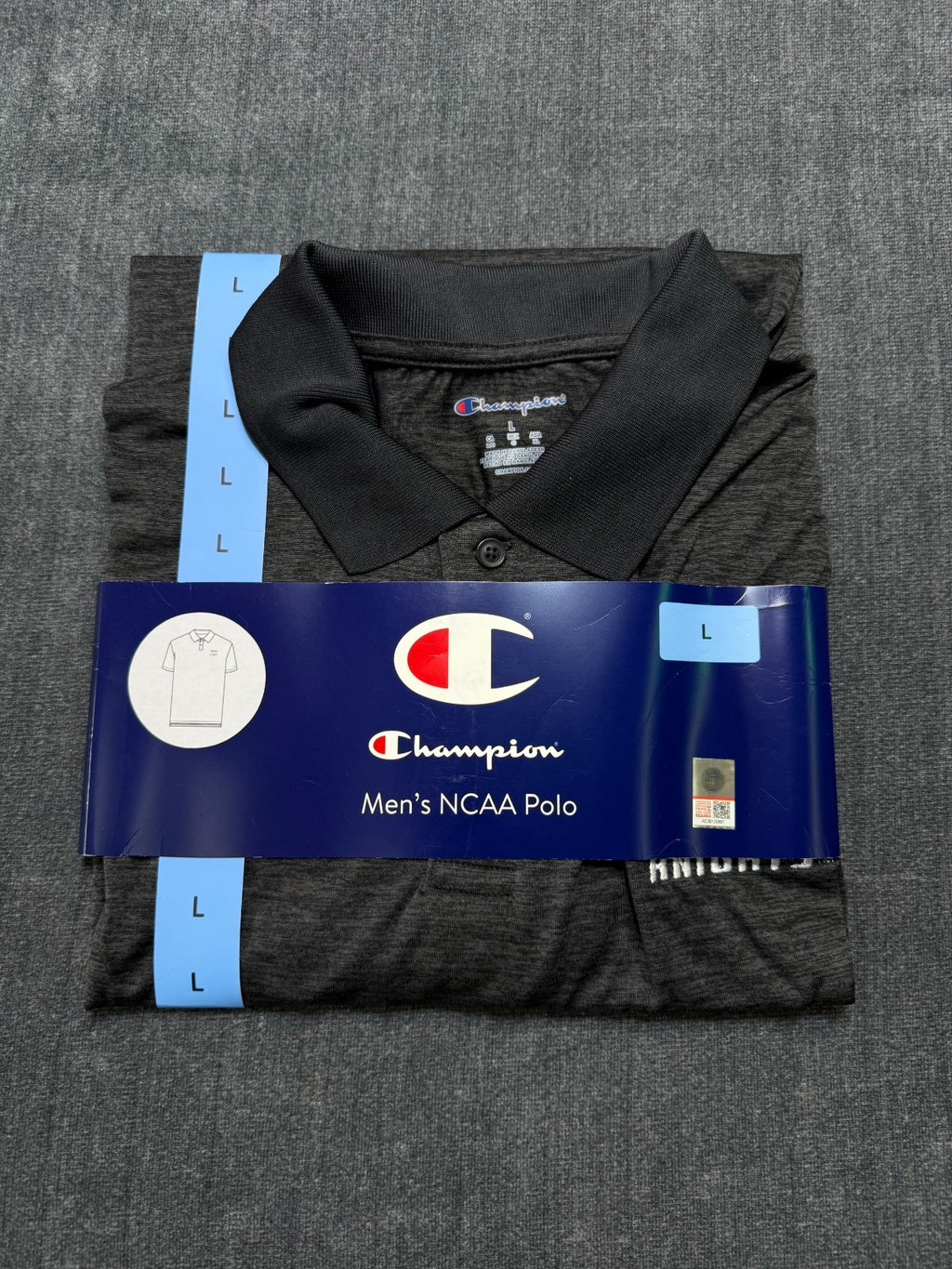 NWT Champion UCF Nights NCAA Polo Shirt Men's Large Black Short Sleeves Pullover