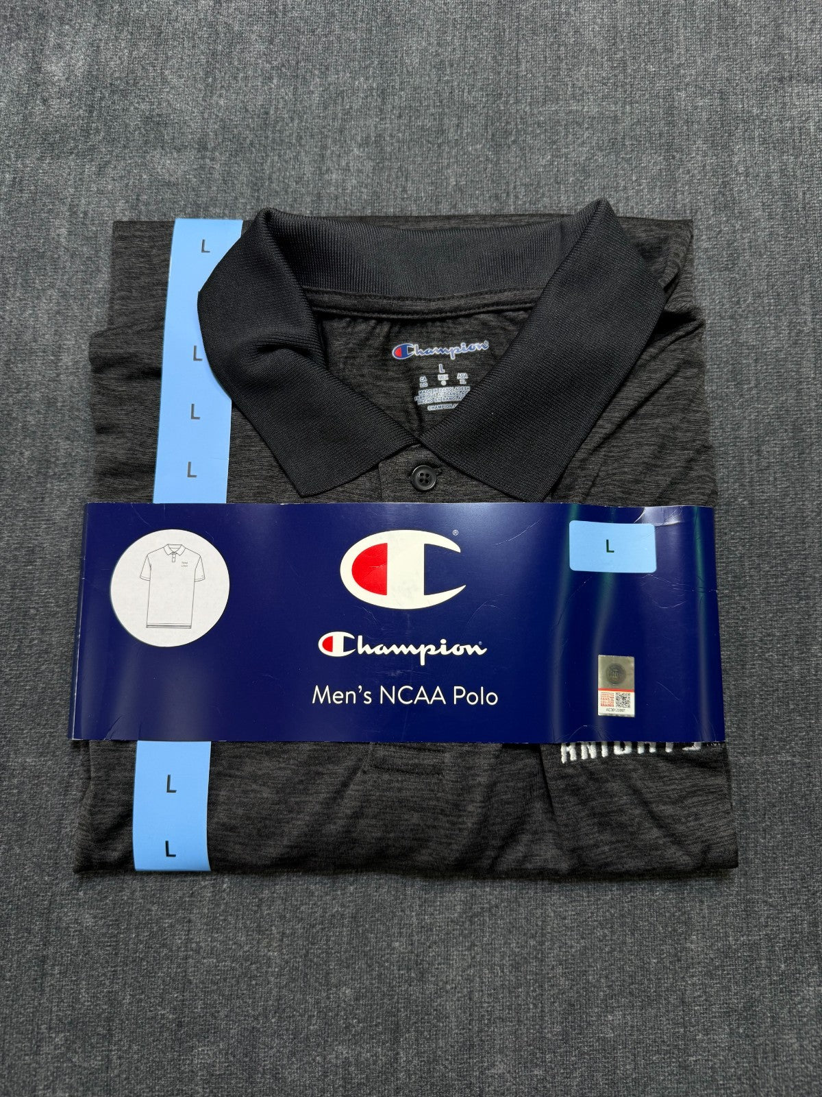 NWT Champion UCF Nights NCAA Polo Shirt Men's Large Black Short Sleeves Pullover