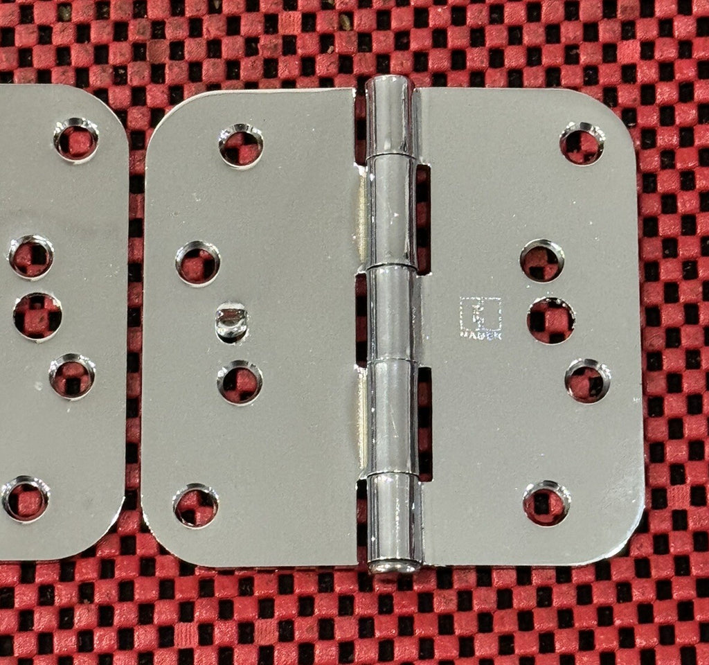 Hager Door Hinges 3pc Set 4" x 4"  5/8" Radius Corner Bright Chromium RC1843 NEW