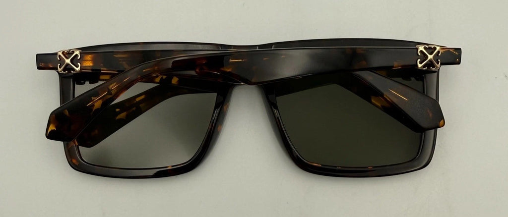 New Off-White Stratford Havana Square Sunglasses Men's Tortoise Shell Green Lens