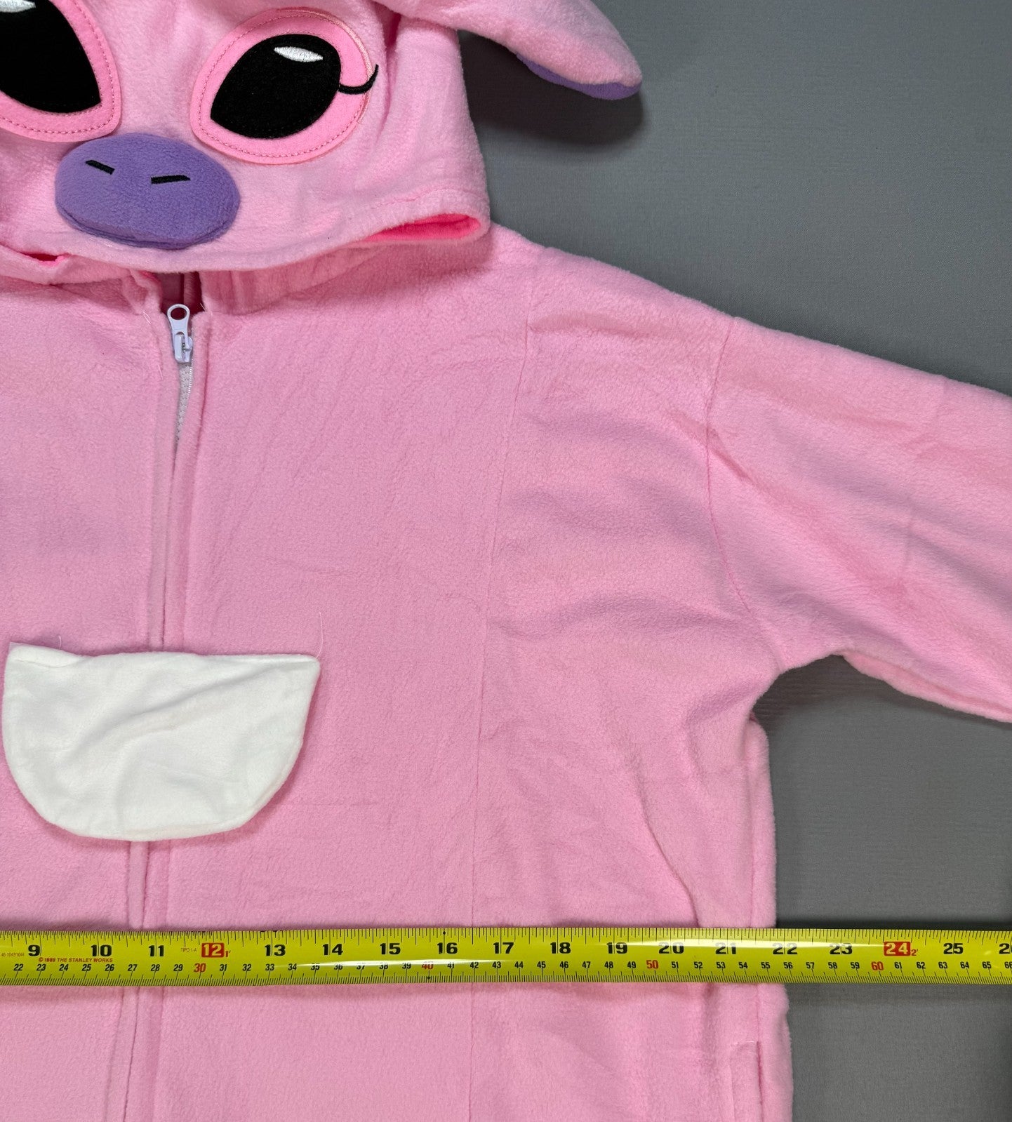 Lilo & Stitch Angel One Piece Cosplay Costume Fleece Hooded Pajamas Adult Pink
