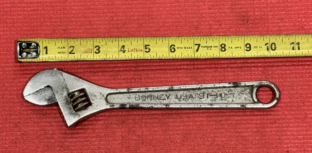 Vintage Bonney 91-10, 10" Adjustable Wrench Crescent Wrench Made In USA