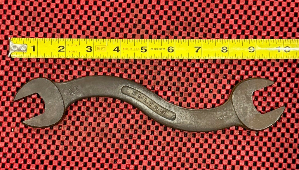 Vintage Fulton C1 Curved "S" Shaped, Open End Wrench 7/8”x 25/32” Made In USA N5