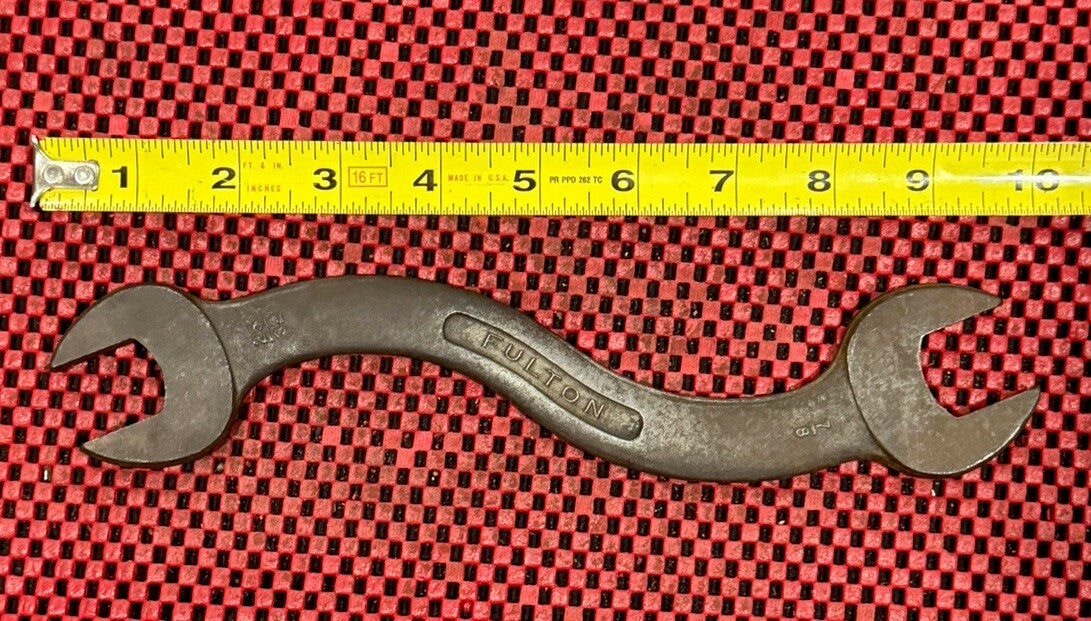 Vintage Fulton C1 Curved "S" Shaped, Open End Wrench 7/8”x 25/32” Made In USA N5