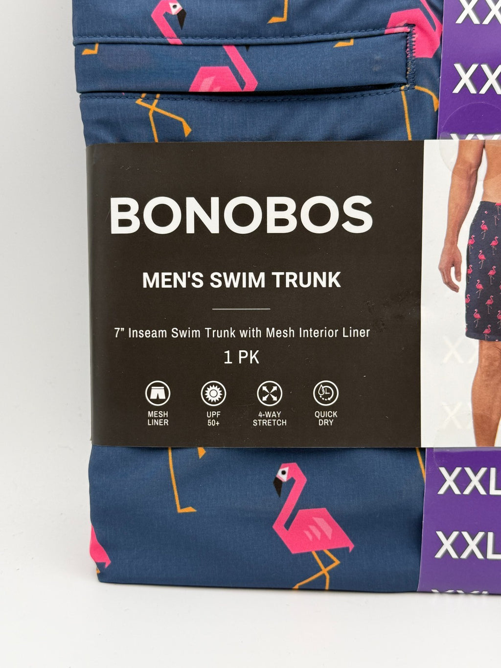 NWT Bonobos Swim Trunks Men's 2XL Blue Flamingo Print Drawstring Summer Beach