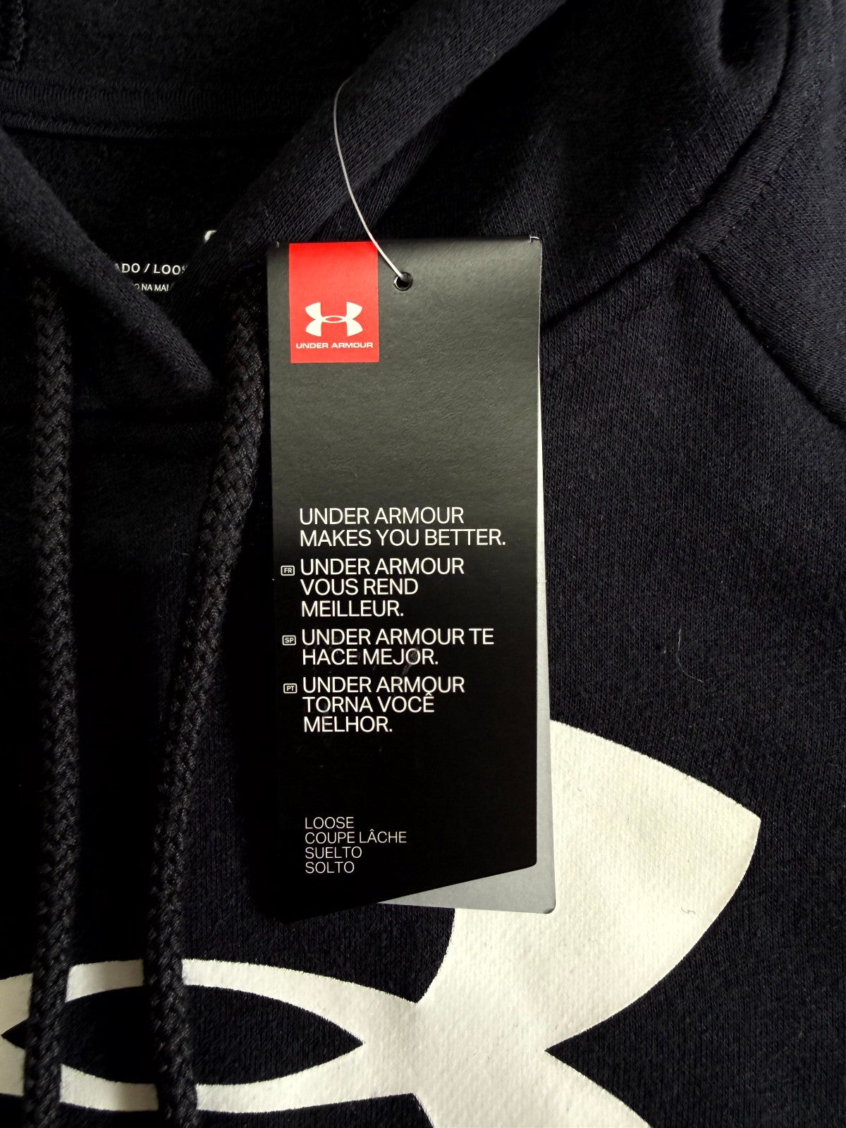 NWT Under Armour Rival Fleece Sportstyle Graphic Hoodie Men's Small Black Y2K