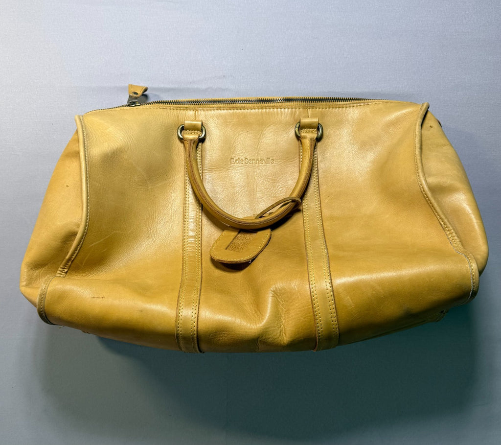 Eda Sennevilla Duffle Handbag Women's Brown Leather Double Handle Modern Zipper