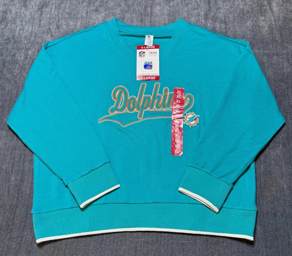 NWT NFL Miami Dolphins Pullover Sweatshirt Women's XL Blue Long Sleeve Sports