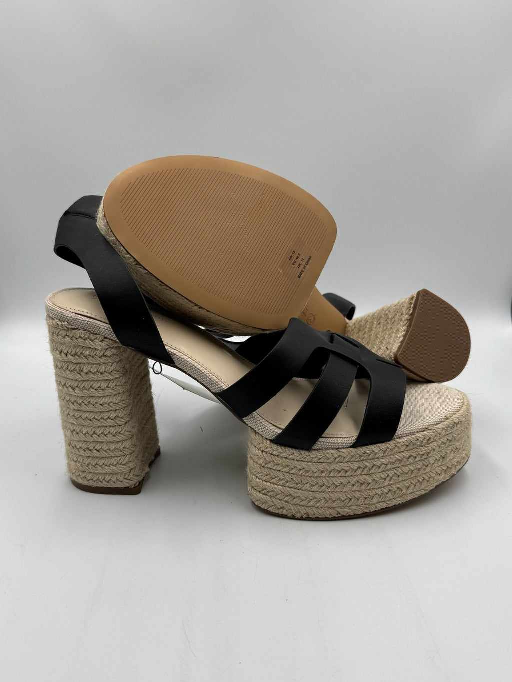 NWB The Drop Bea Cognac Platform Heeled Sandals Women's 13 Black/Beige Hipster