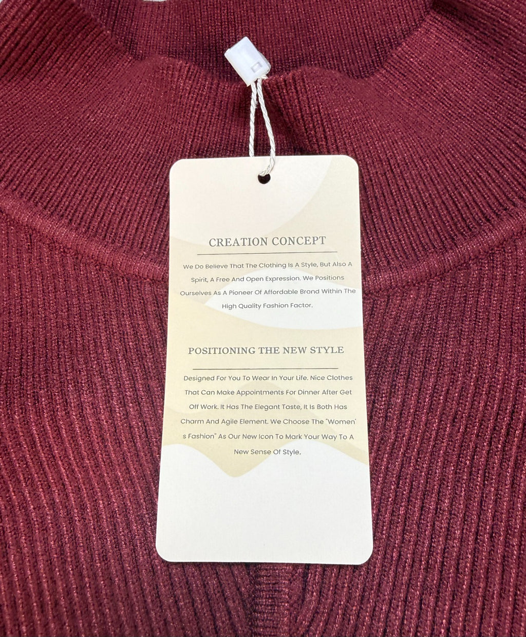 Women's Oversized Ribbed Knit Sweater Medium Burgundy Pullover Mock Neck Preppy