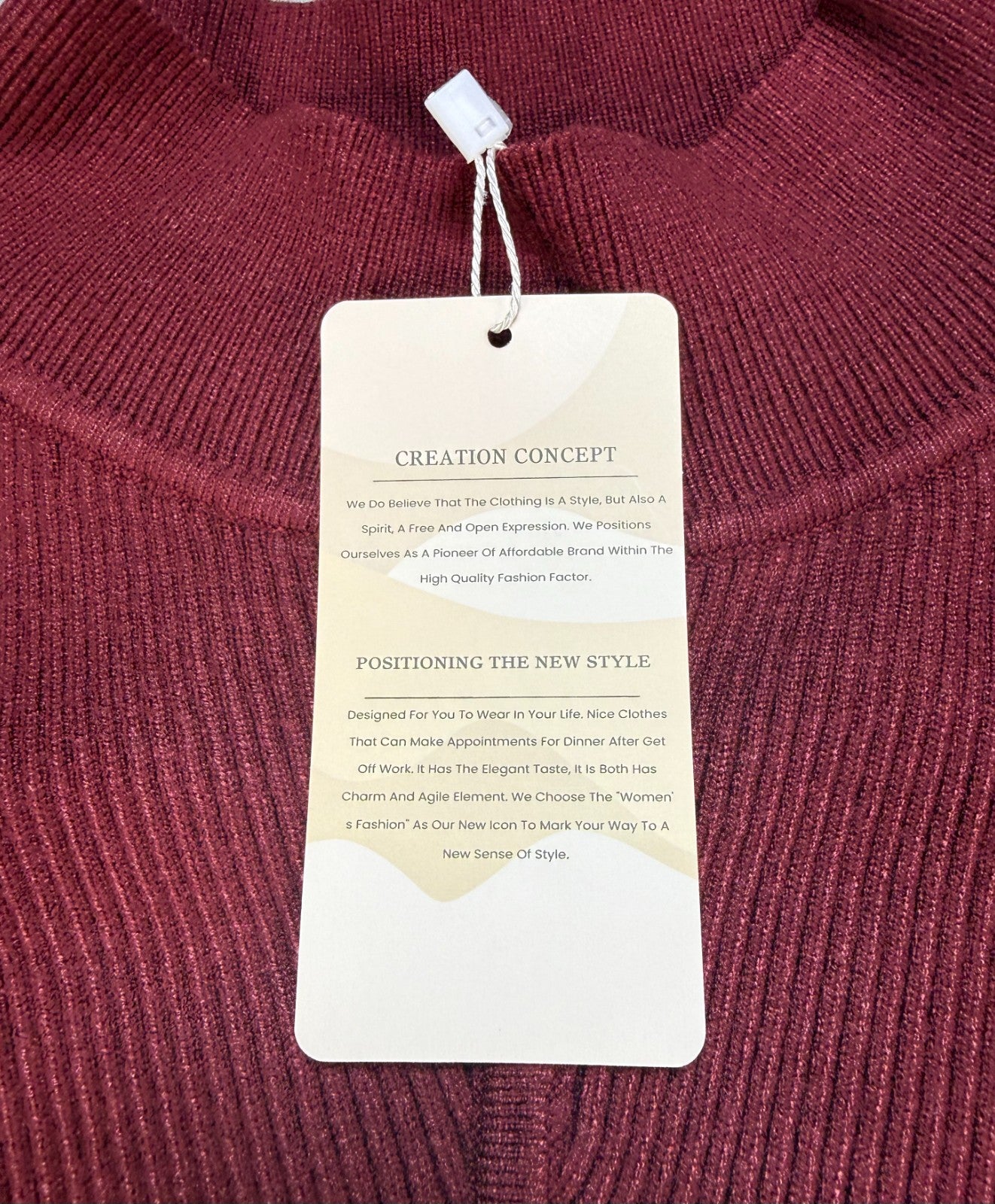 Women's Oversized Ribbed Knit Sweater Medium Burgundy Pullover Mock Neck Preppy