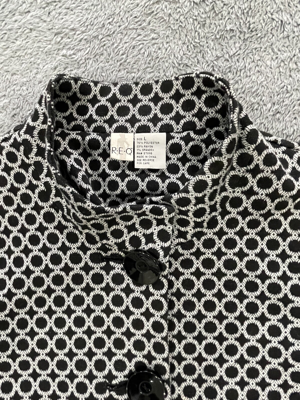 REQ WOMENS SIZE LARGE BLACK & WHITE SWEATER BLAZER/CARDIGAN G5