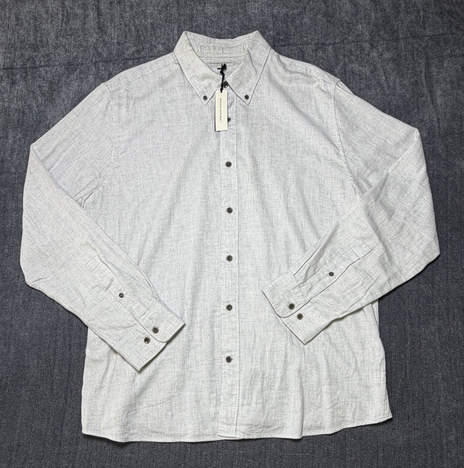 Banana Republic Button-Up Shirt Men's XL Gray Standard Fit Casual Wear Collared