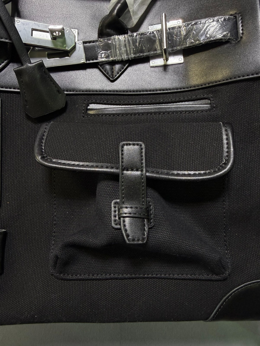 Luxe Weekender Bag / Canvas & Leather Cargo Bag Black Women's NEW