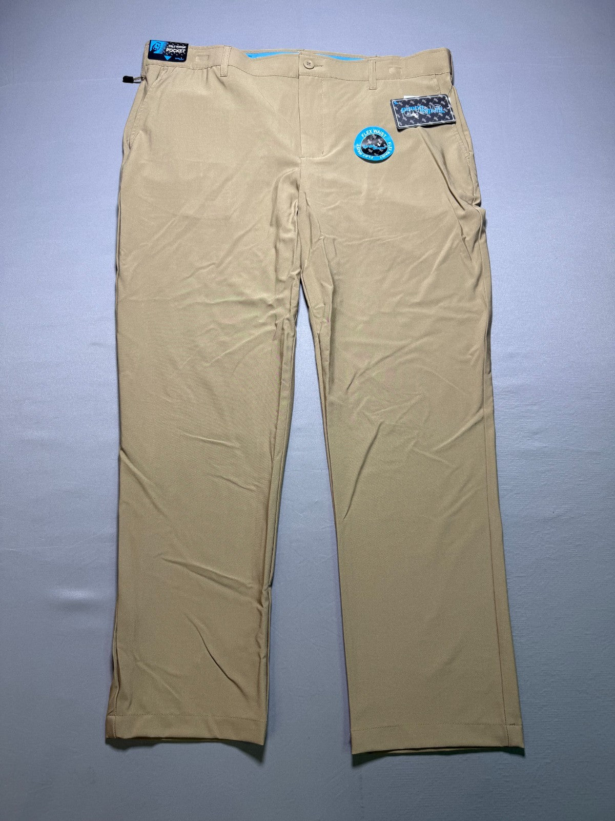 Birdie Bound Regular Fit Golf Pants Men's 40x30 Beige Straight Leg Performance
