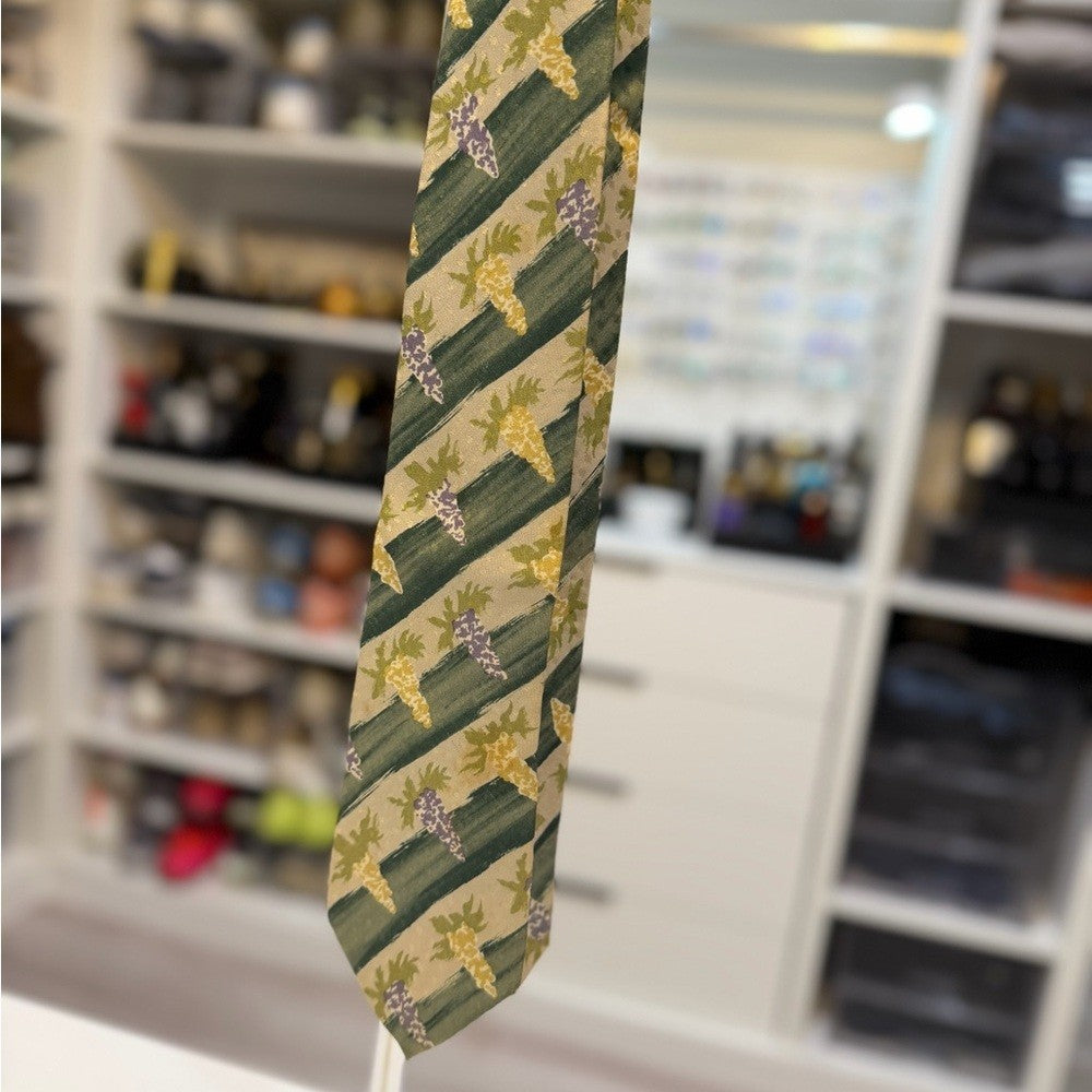 Yves Saint Laurent Green and Yellow Floral Tie