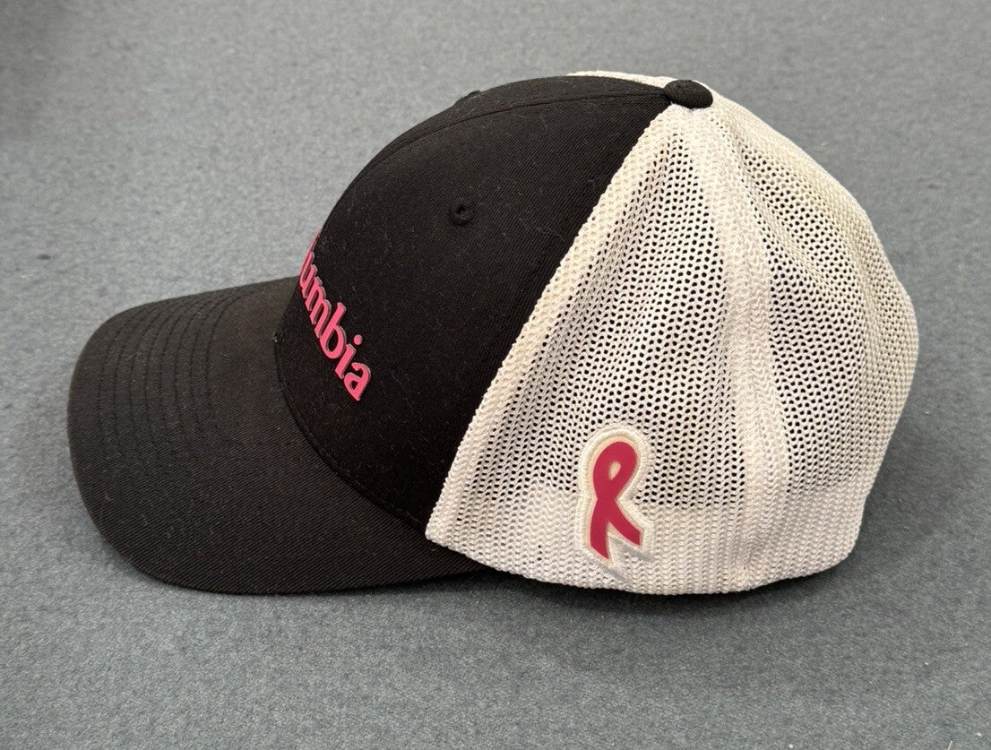 Columbia Unisex Small/Medium Black & White hat With Pink Logo Breast Cancer C1