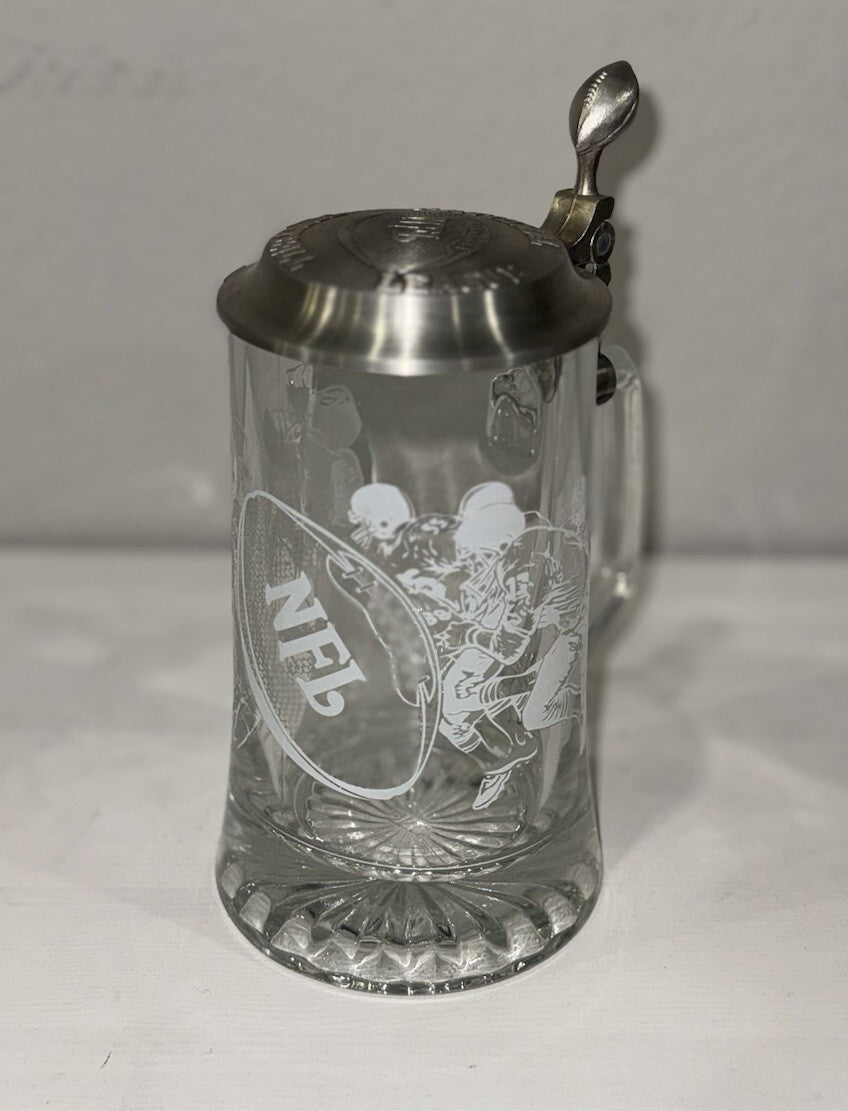 NFL National Football League Licensed Germany Bar Ware Etch Glass Beer Stein Mug