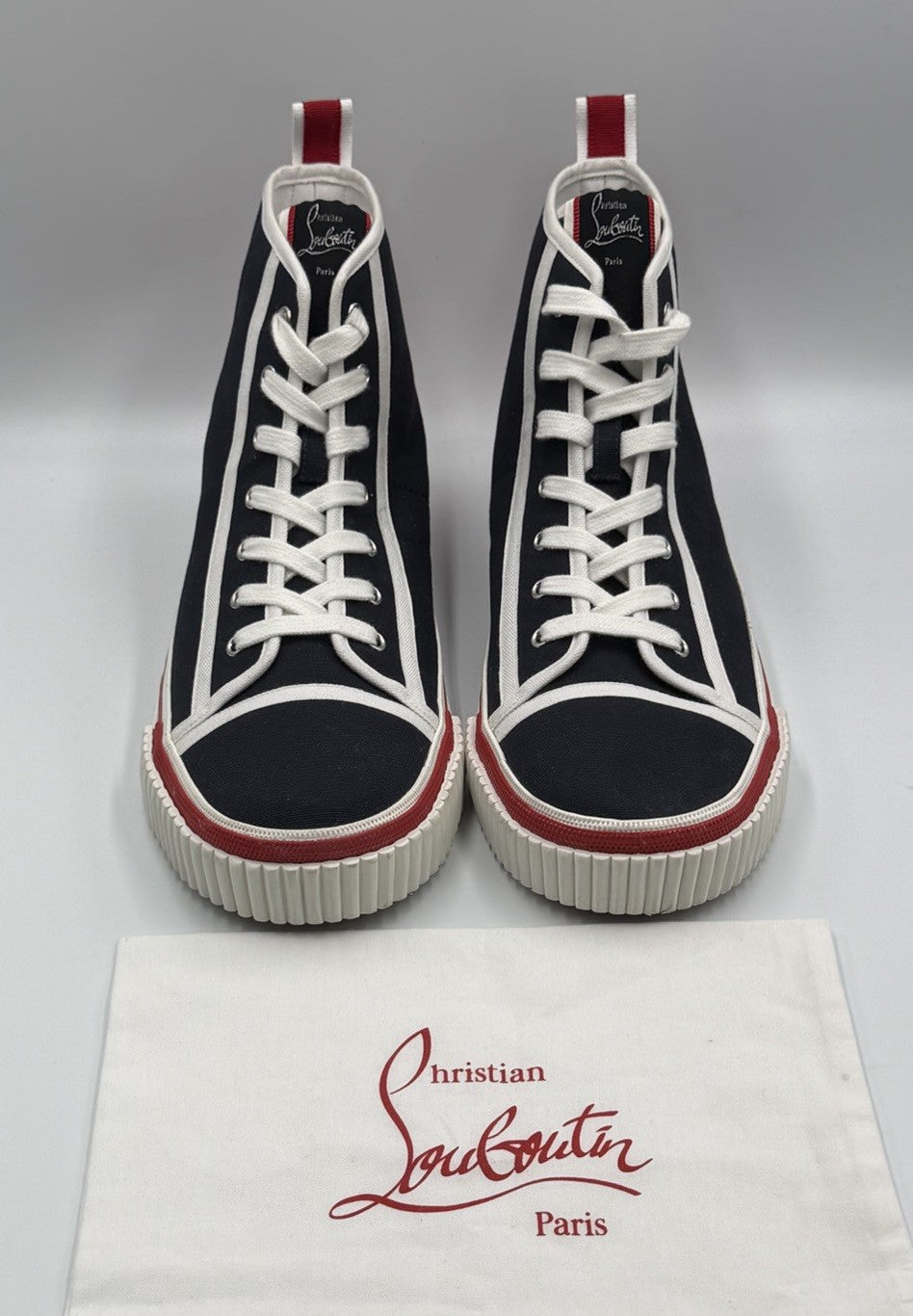 Authentic Christian Louboutin Pedro Donna Canvas Sneakers Size 44.5 EU; 11.5 US
