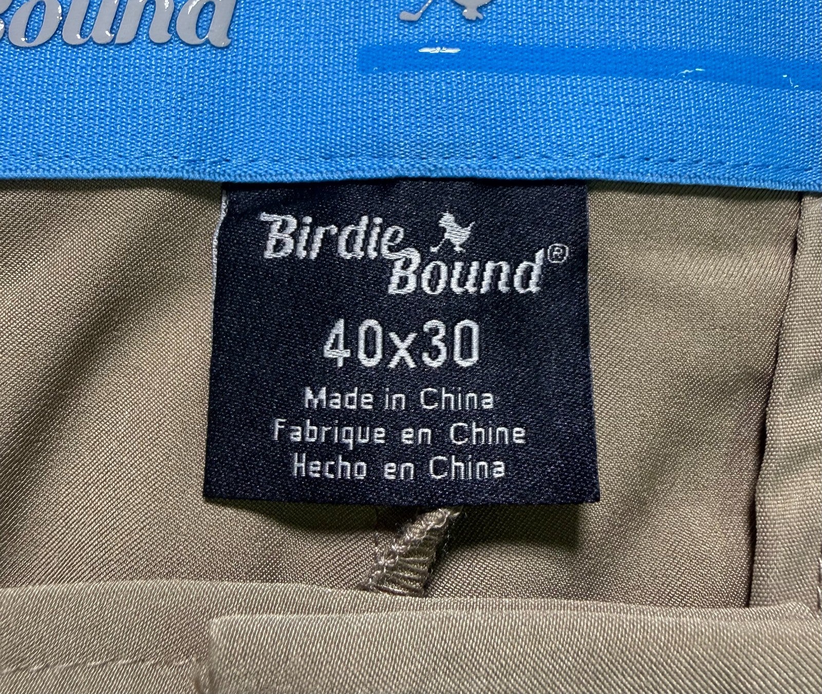 Birdie Bound Regular Fit Golf Pants Men's 40x30 Beige Straight Leg Performance