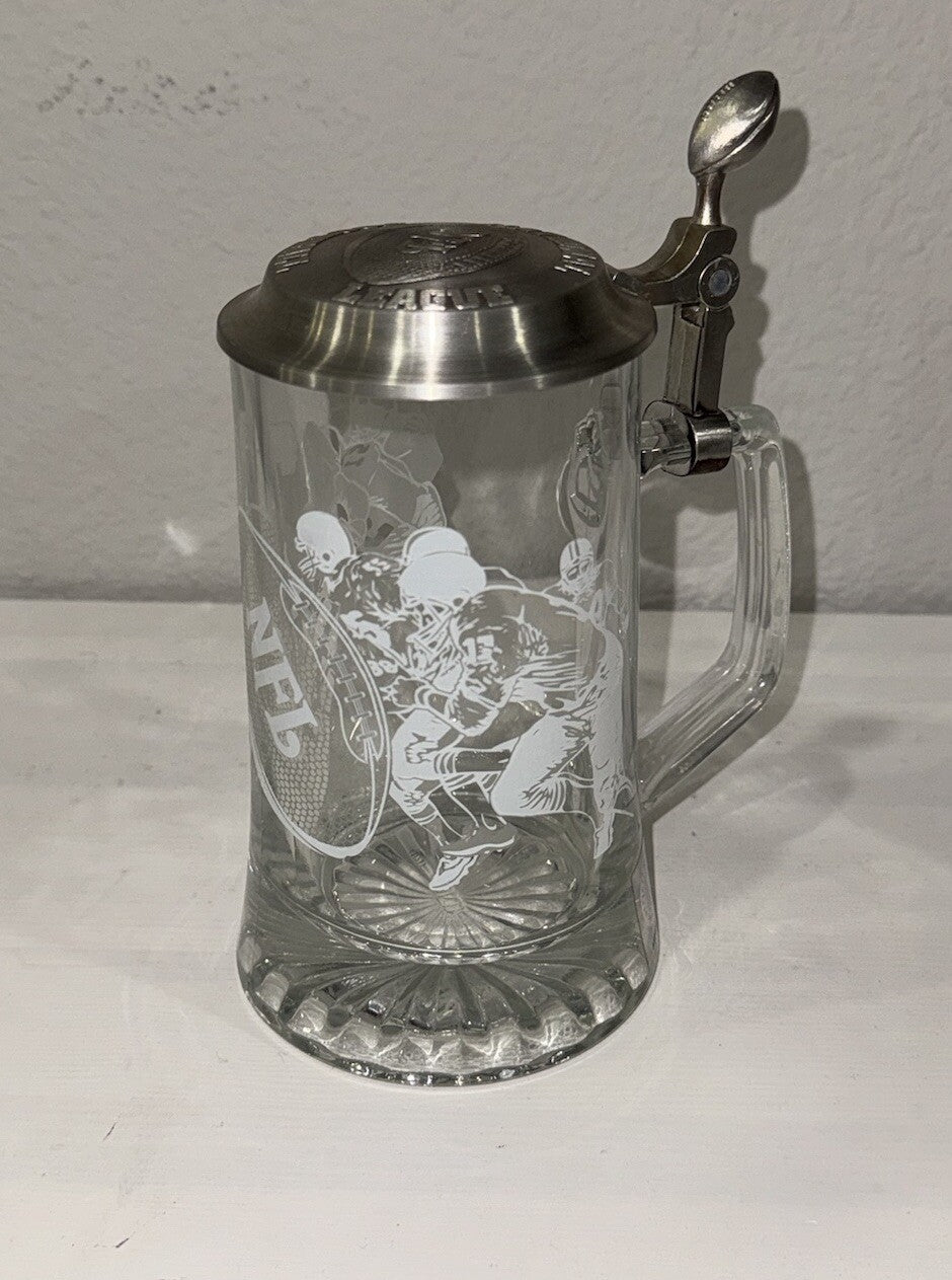NFL National Football League Licensed Germany Bar Ware Etch Glass Beer Stein Mug