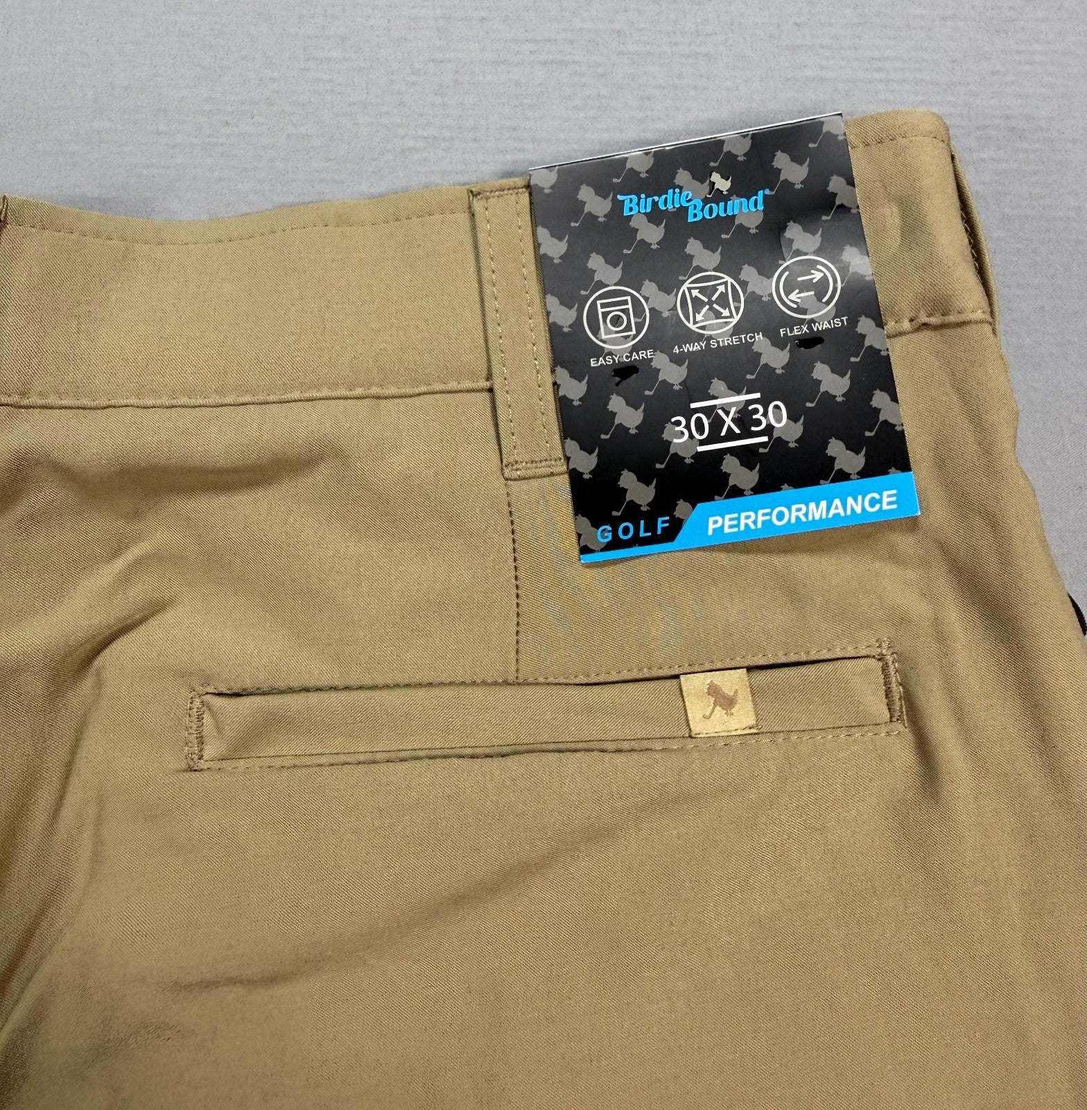 Birdie Bound Regular Fit Golf Pants Men's 30x30 Beige Straight Leg Performance
