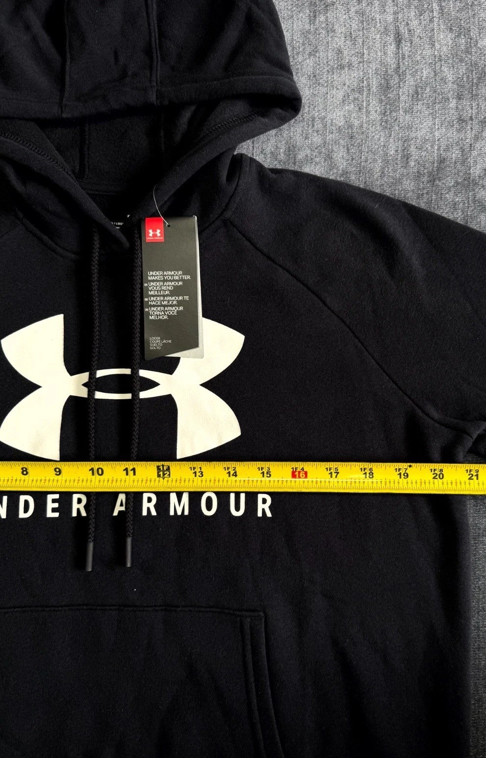 NWT Under Armour Rival Fleece Sportstyle Graphic Hoodie Men's Small Black Y2K