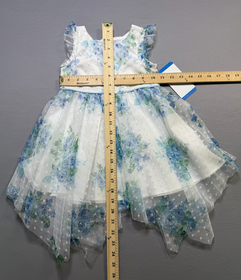 NWT Rare Editions Occasion Dress Toddler Girls 2T Blue Floral Boho Embroidered