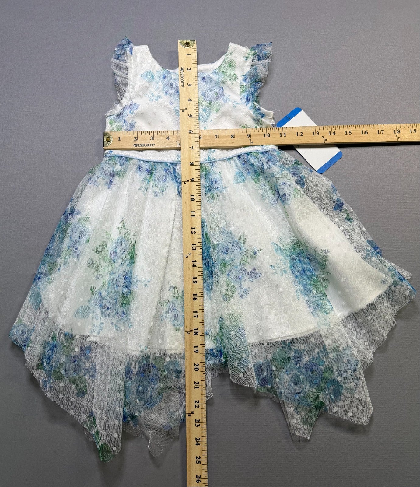 NWT Rare Editions Occasion Dress Toddler Girls 2T Blue Floral Boho Embroidered