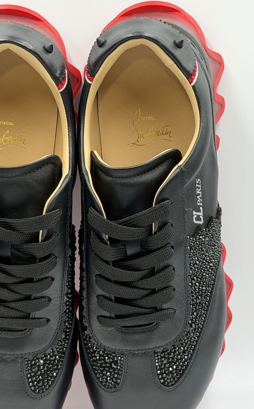 Christian Louboutin Loubishark Sneakers Leather Swarovski Crystal Size 43.5 EU