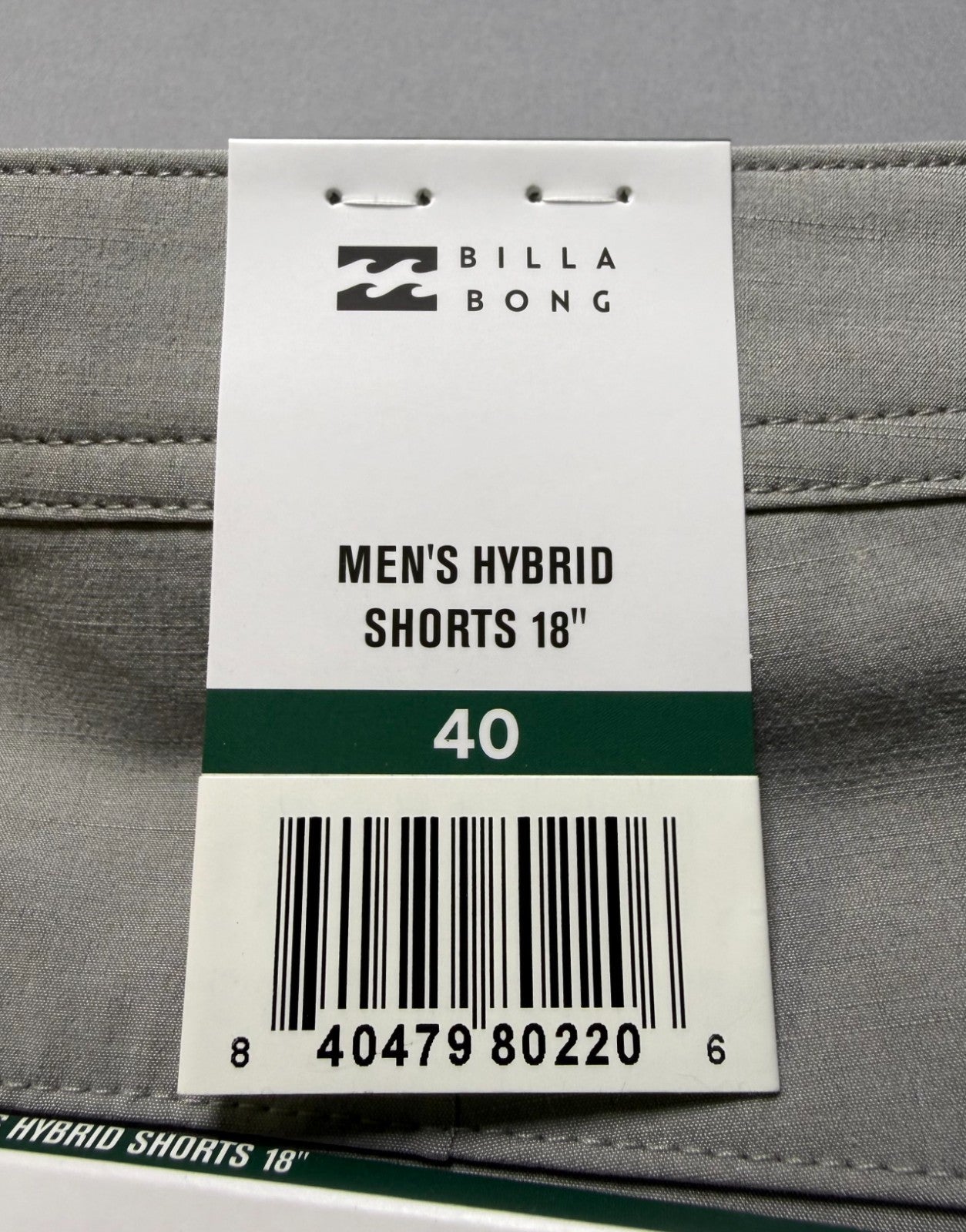 NWT Billabong Hybrid Golf Short Men's 40 Light Grey Stretch Performance 18" In