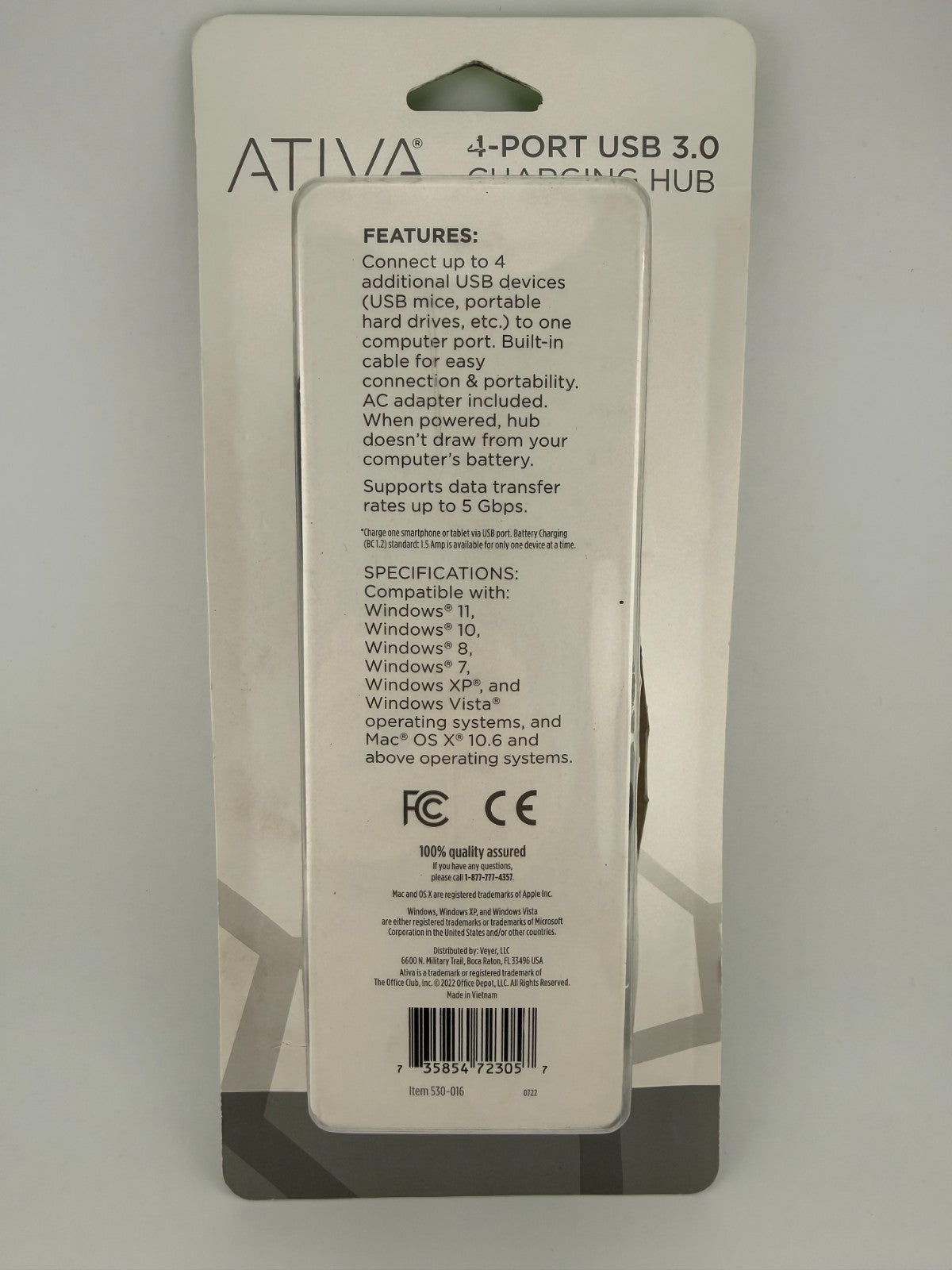 New Ativa Smartphone Tablet High-Speed Port Expander 4-Port USB 3.0 Charging Hub