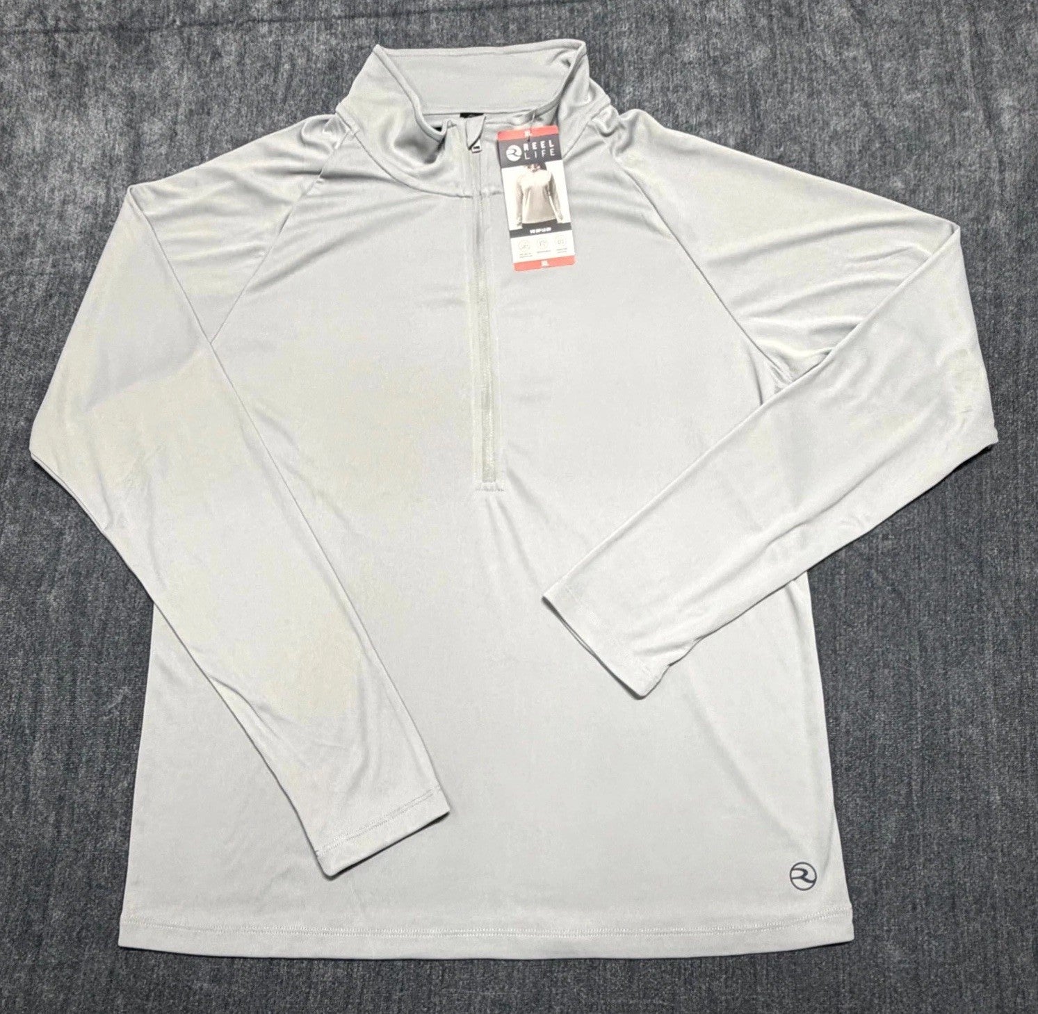 NWT Reel Life Women's Long Sleeve 1/2 Zip LS UV Shirt Size XL Grey