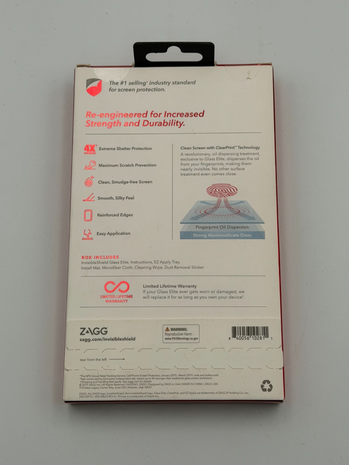 ZAGG InvisibleShield Glass Elite Smudge Free Screen Protector Apple iPhone X/Xs