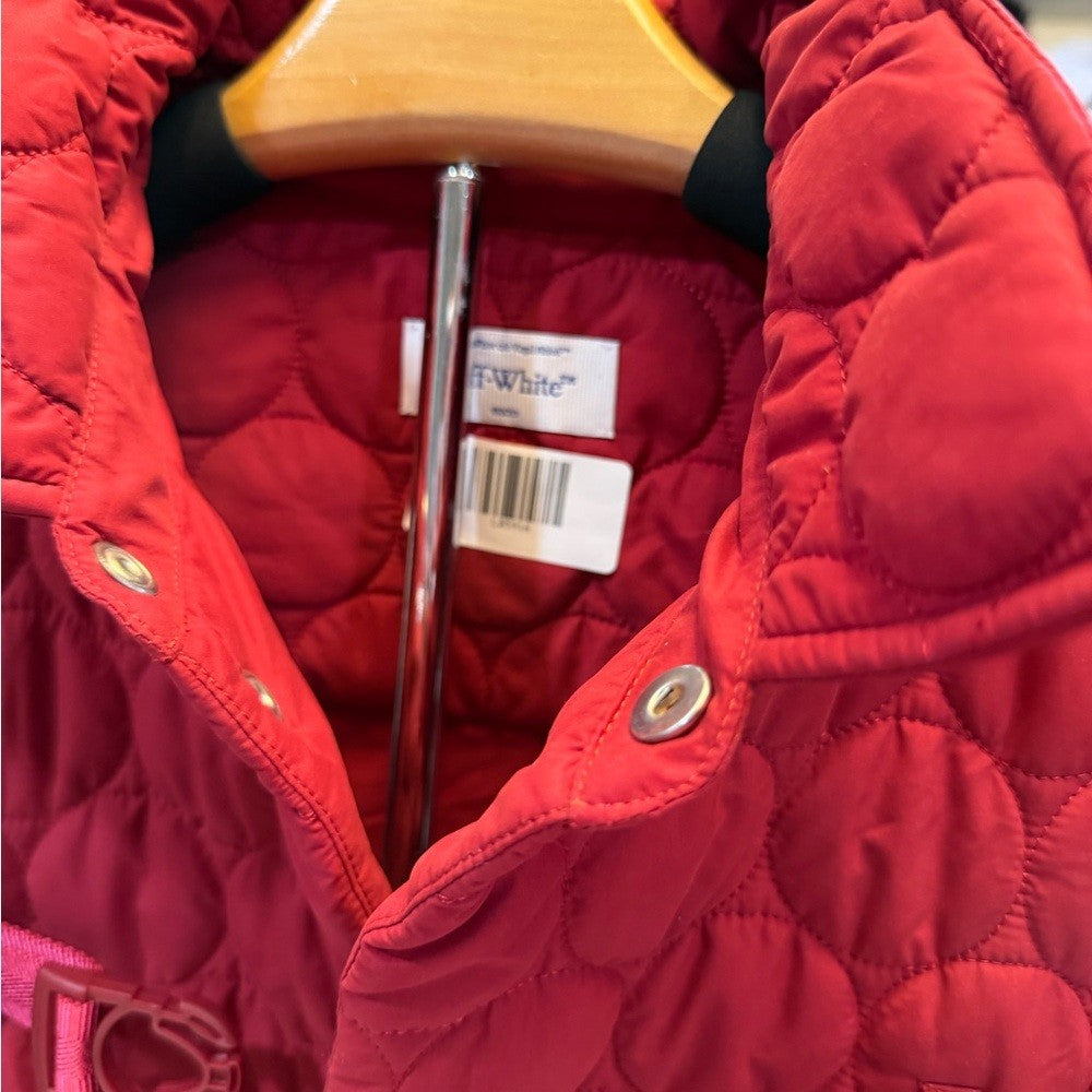 Off-White Patch Arr Buckleup Quilt Vest - Red Midium
