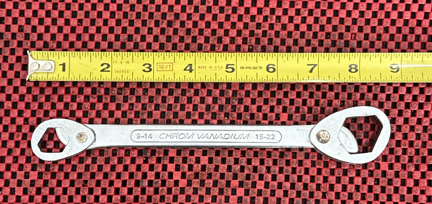 Vintage Heavy Duty CHROME VANADIUM 3/8-13/16 MULTI WRENCH 15-22mm 9-14mm   N3