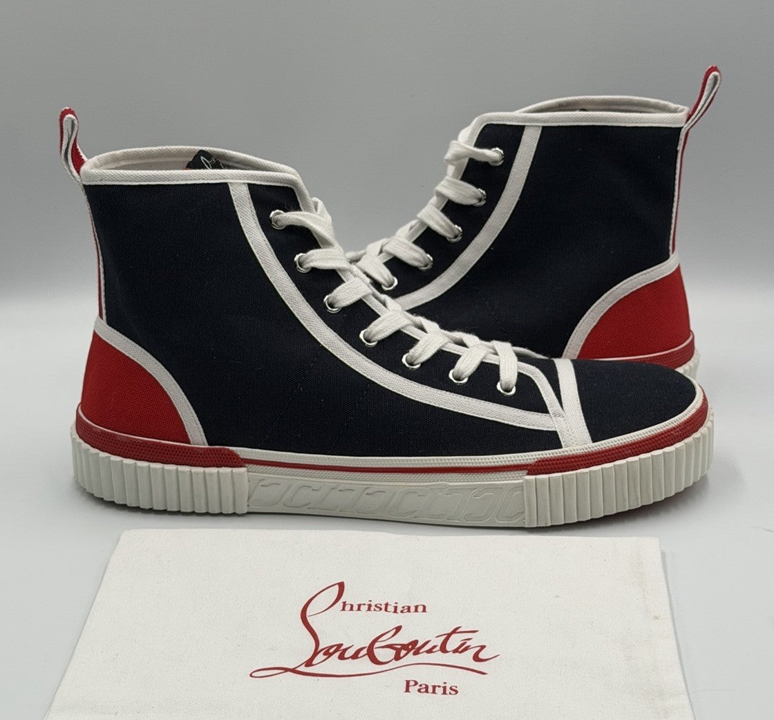 Authentic Christian Louboutin Pedro Donna Canvas Sneakers Size 44.5 EU; 11.5 US