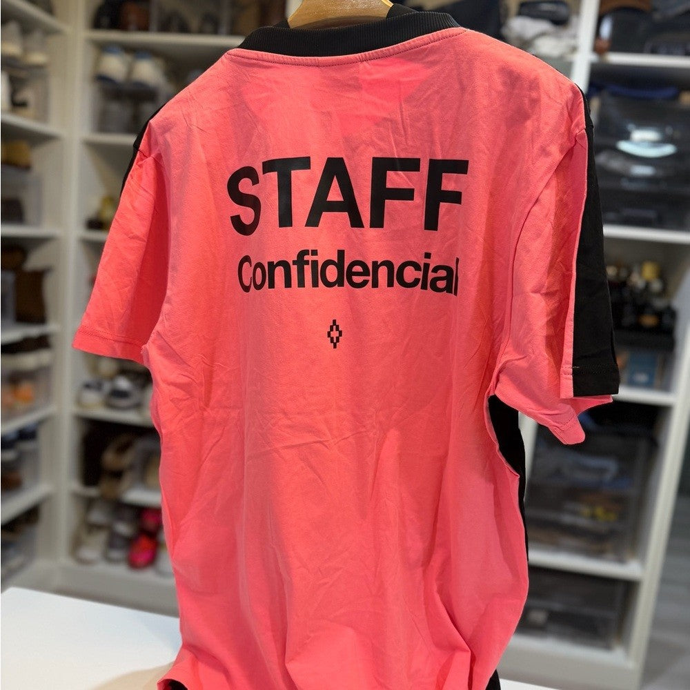 Marcelo Burlon - Black T-Shirt with Pink - double sleeve STAFF