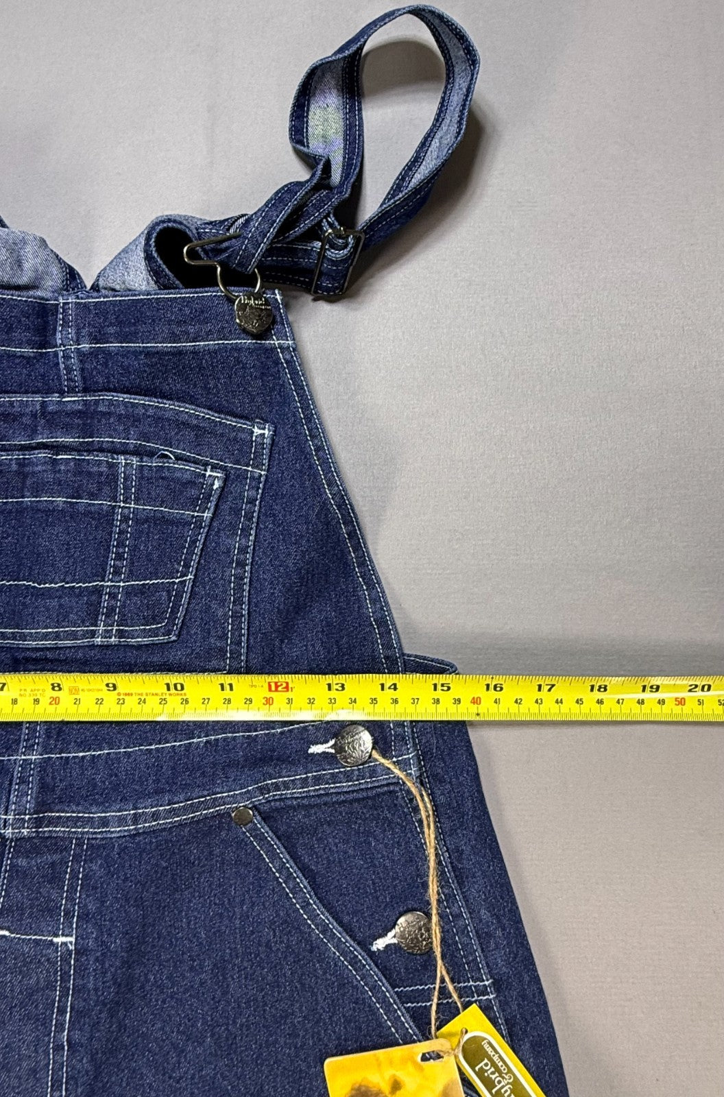 Hybrid & Company Stretch Overall Pants Women's Medium Dark Wash Pockets Preppy