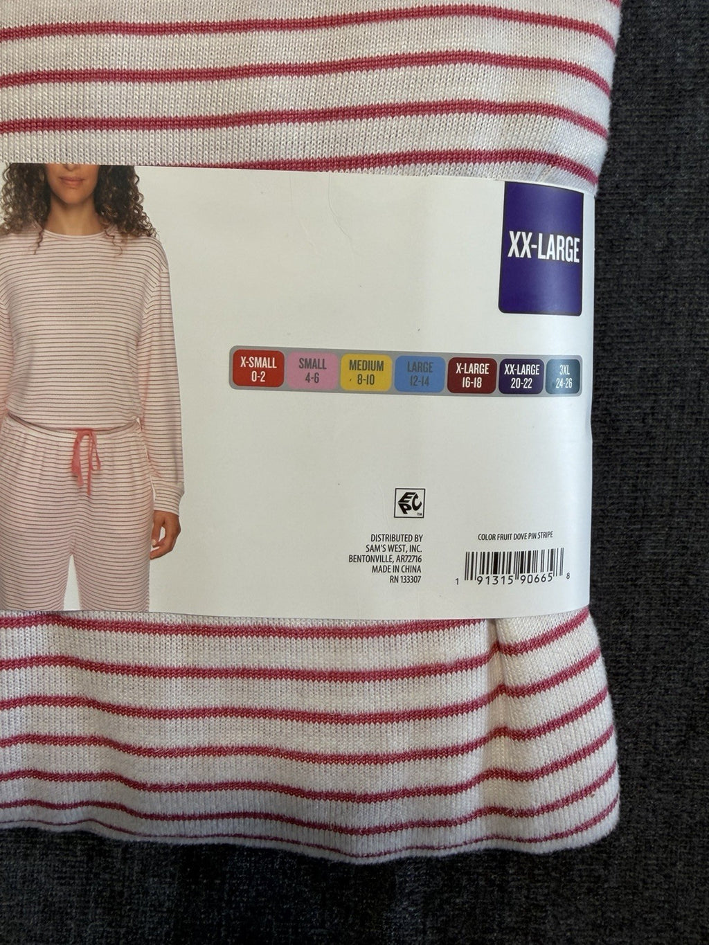 LOFT Pajama Set Women's 2XL White Pink Stripes Comfort Sleepwear Top & Bottom