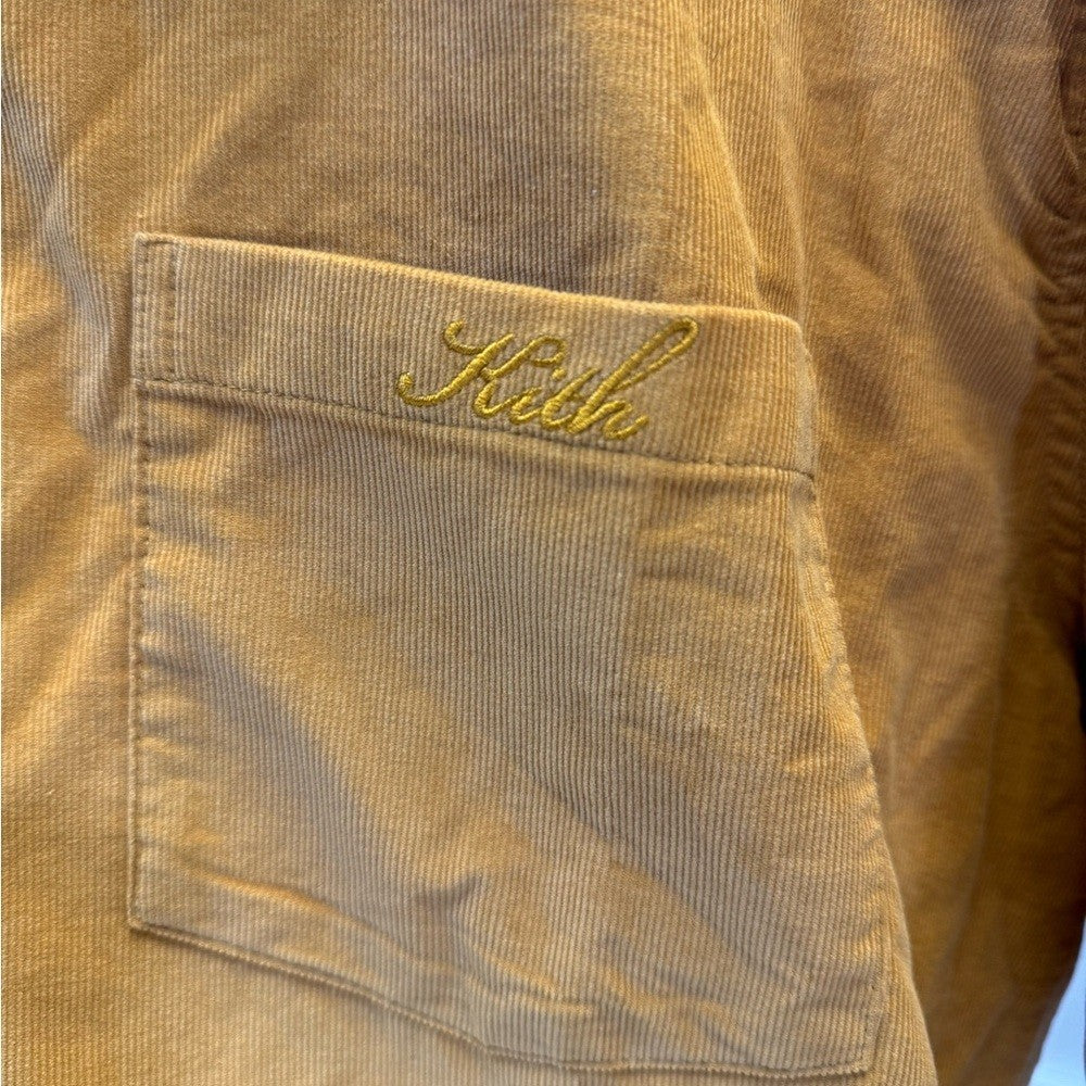 Kith Summer Corduroy Golden Polo Shirt honey bee Size Large
