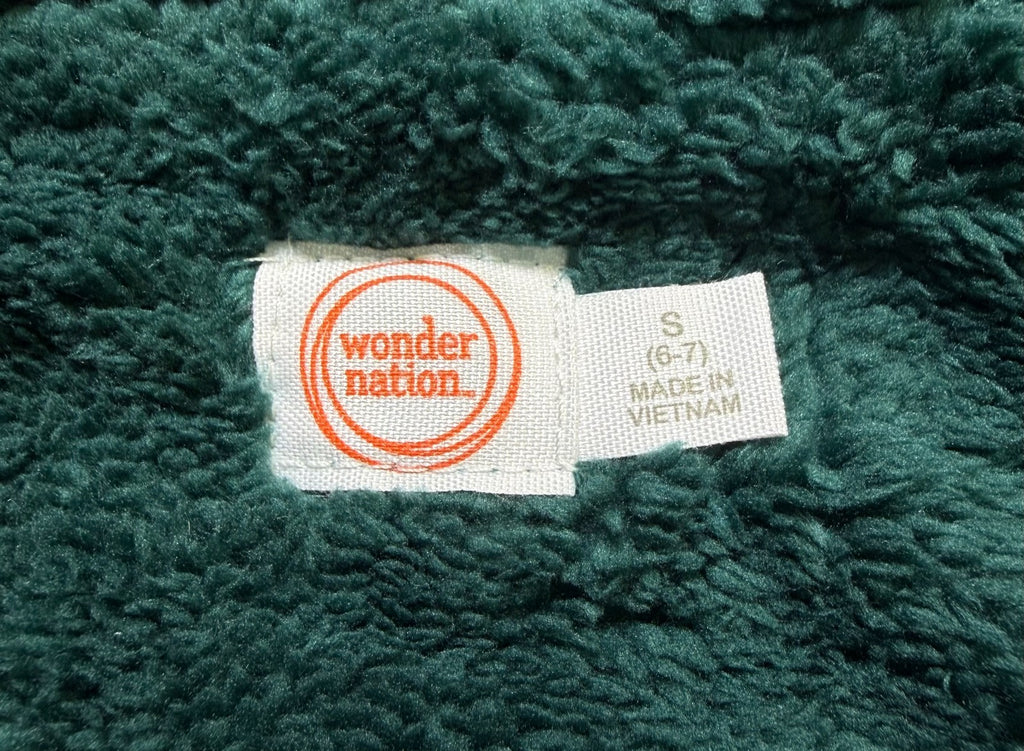 Wonder Nation Tough Fully Lined Zip Hoodie Kids Small (6-7) Green Smoke Plaid