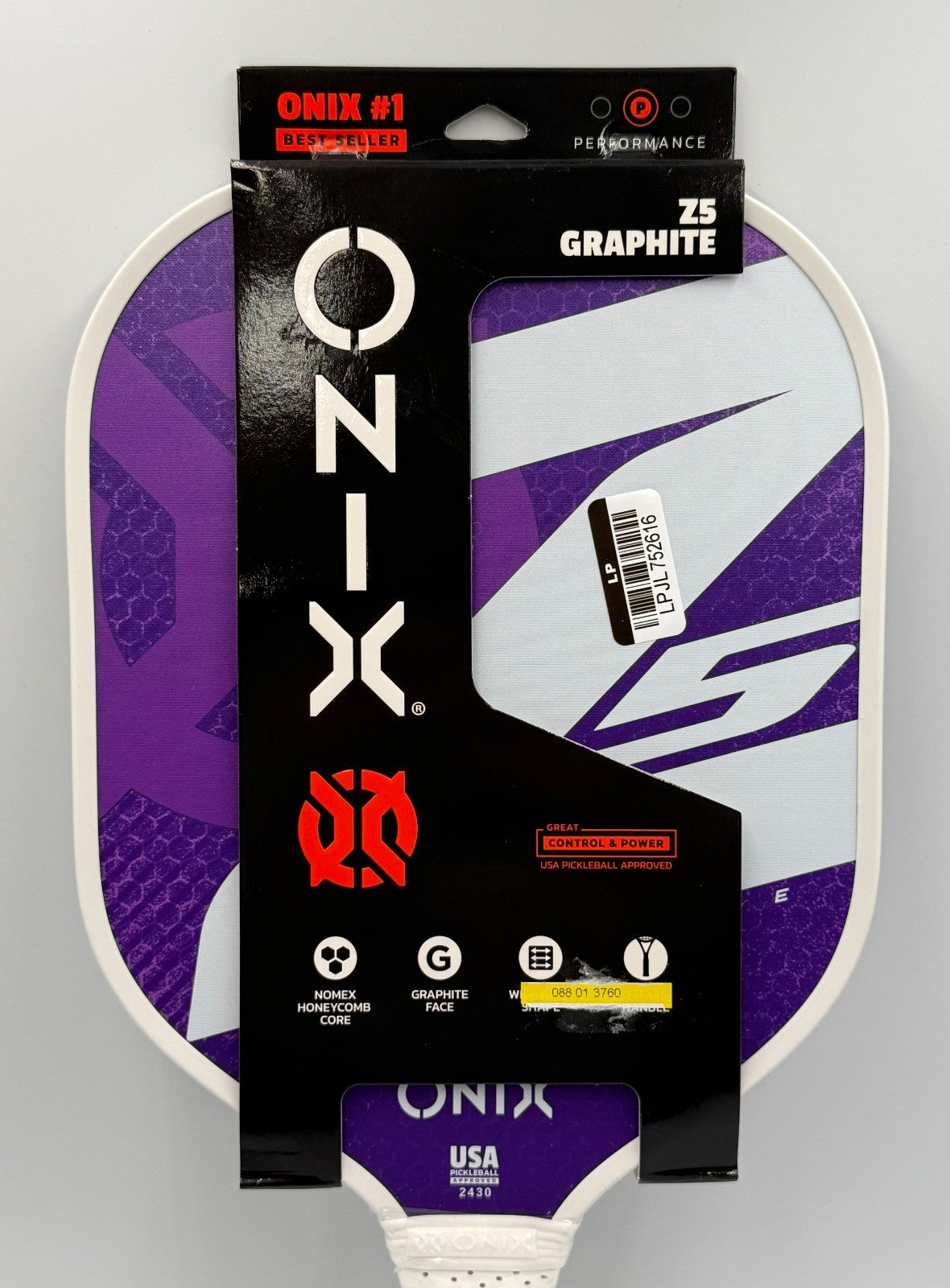 New ONIX MOD Z5 Graphite Pickleball Paddle Carbon Fiber Honeycomb Core Purple