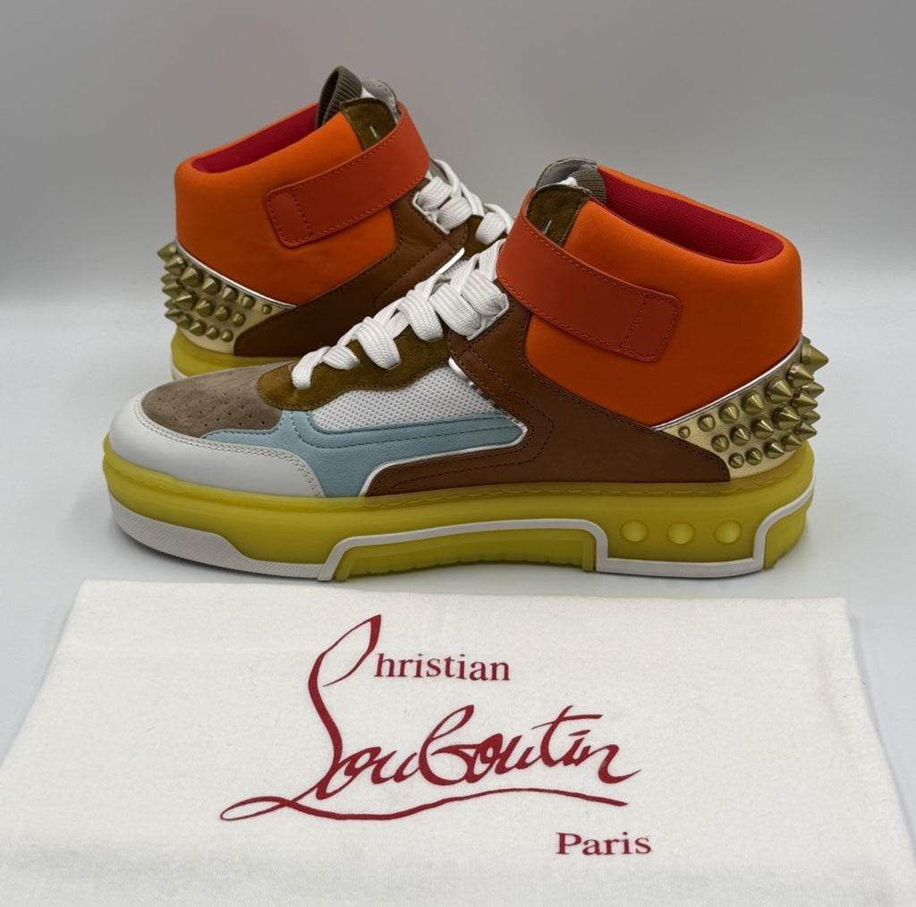 AUTHENTIC Christian Louboutin High Top Sneakers Red Sole Spikes Size 43 EU 10 US