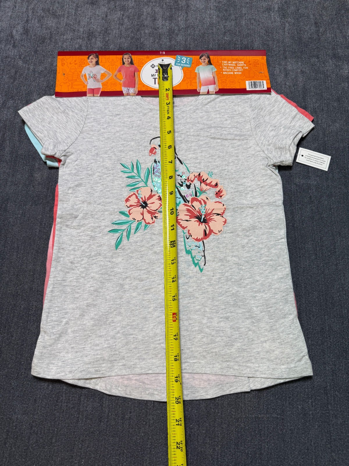 NWT Member's Mark My Favorite Active Tees Girls 7/8 Multicolor Hipster - 3-Pack