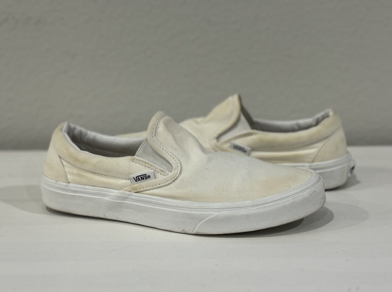 Vans Classic All Double White Sneakers Slip-On Men’s 6.5 Size & Women’s Size 8