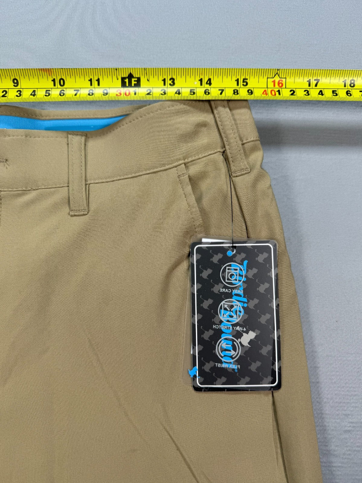 NWT Birdie Bound Straight Leg Pants Mens 30x32 Beige Flex Waist Golf Performance