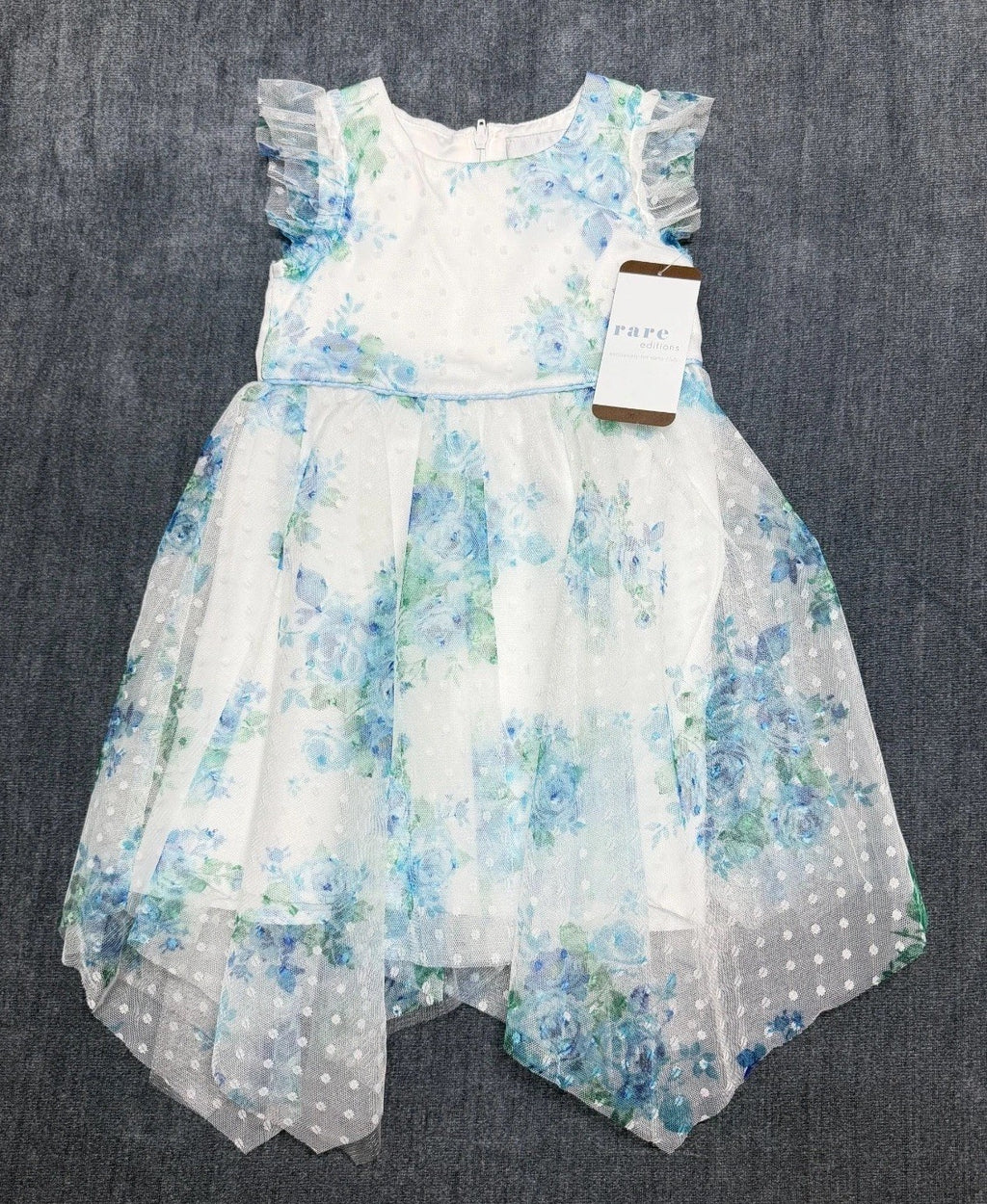NWT Rare Editions Occasion Dress Toddler Girls 3T Blue Floral Boho Embroidered