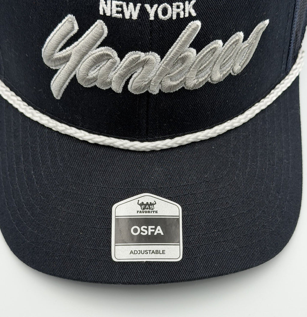 New York Yankees Fan Favorite Osfa Adjustable Hat Cap Navy Silver NEW WITH TAG